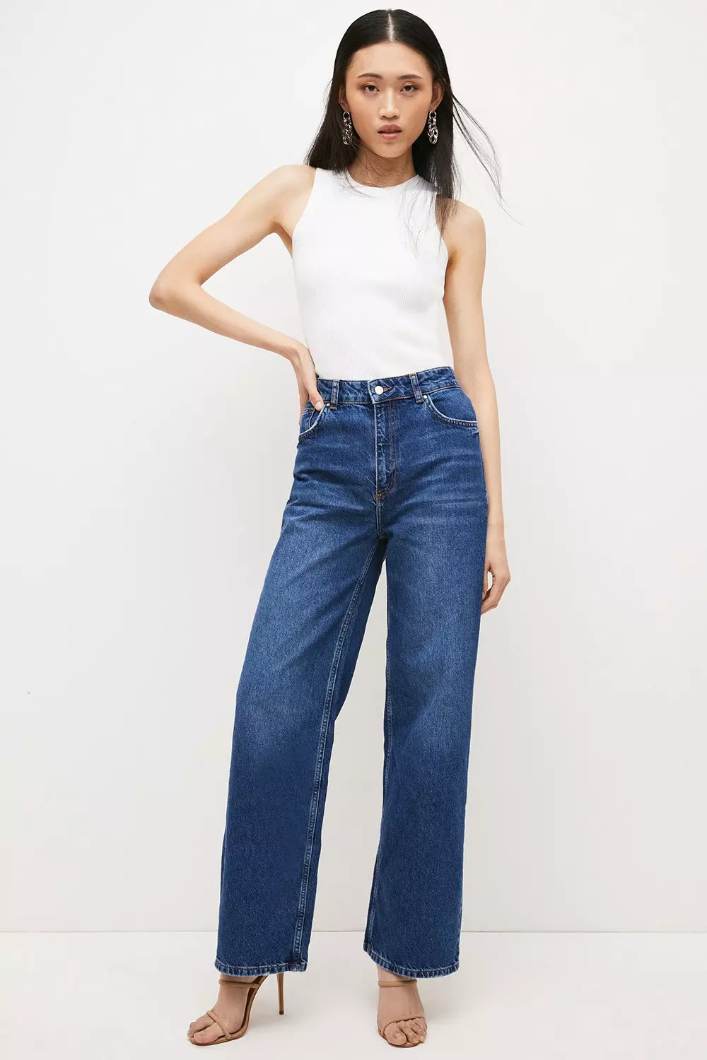 Mid Rise Wide Leg Jeans Karen Millen